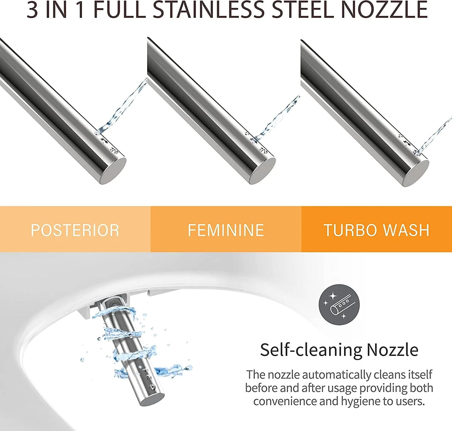 VOVO STYLEMENT VB-6000SE Electronic Bidet, Elongated, UV LED Sterilization, Heated Seat, Warm Dry and Water, Self Cleaning Full Stainless Nozzle, Made in Korea - White