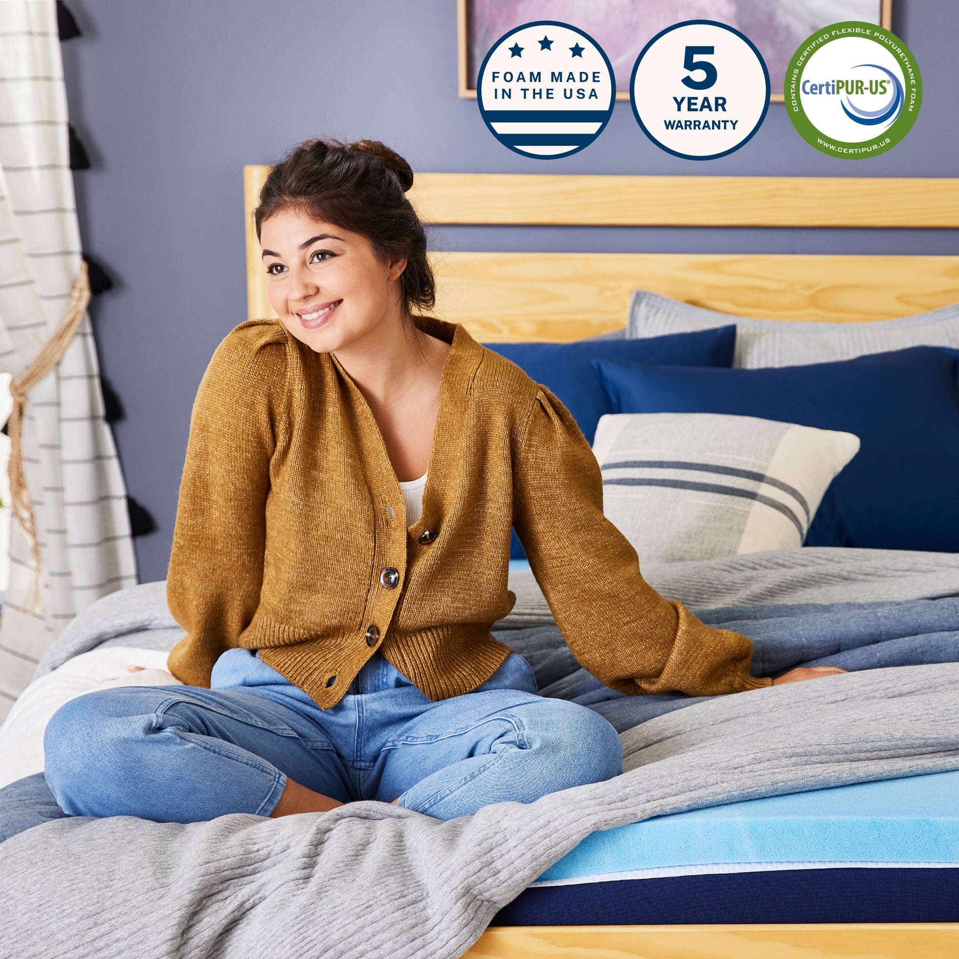 Sleep Innovations 2 Inch Gel Memory Foam Mattress Topper, King, Cool Comfort