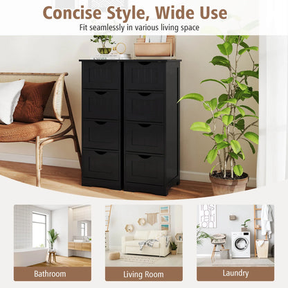 Costway 32.5'' Bathroom Floor Cabinet with Anti-tipping Device Freestanding Towel Cabinet Black