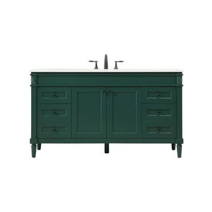 Elegant Kitchen and Bath 60 Inch Double Bathroom Vanity In Green