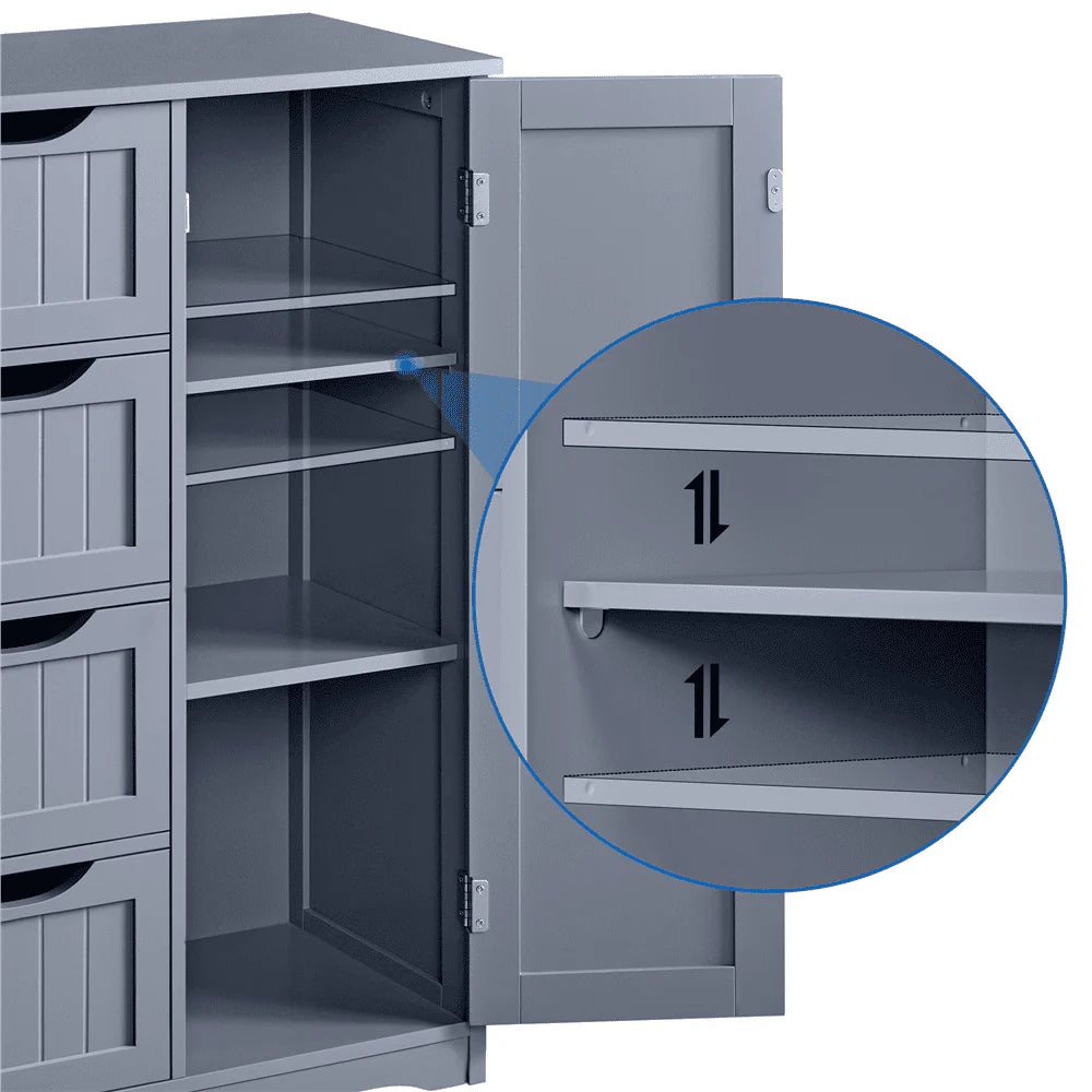 Easyfashion Wooden Bathroom Cabinet Bathroom Storage Unit with 4 Drawers, Gray