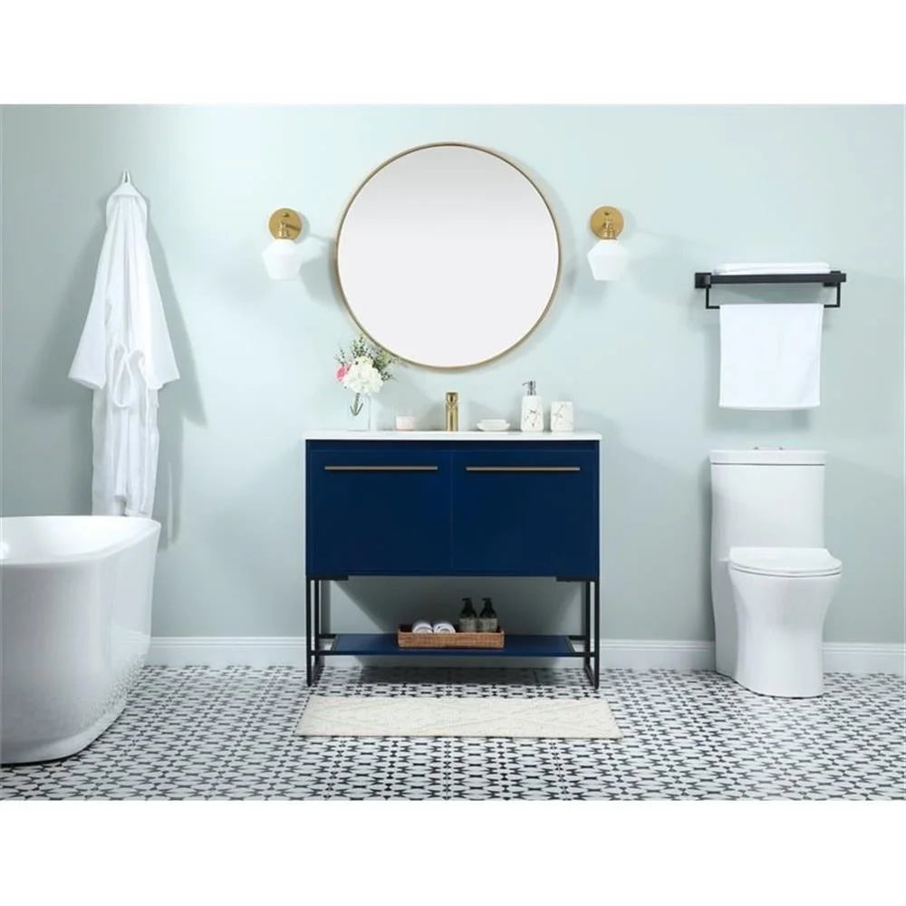Elegant Kitchen and Bath 40 Inch Single Bathroom Vanity In Blue
