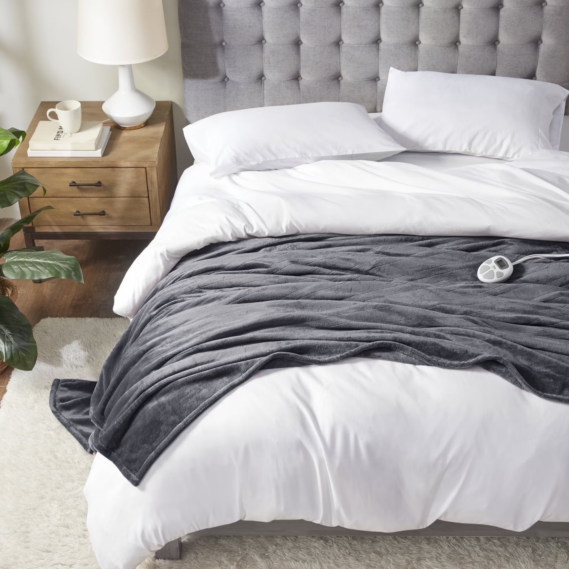 Serta Parsa Heated Throw Blanket, Electric, Multi Heat Level, Charcoal Gray, 77" X 84"