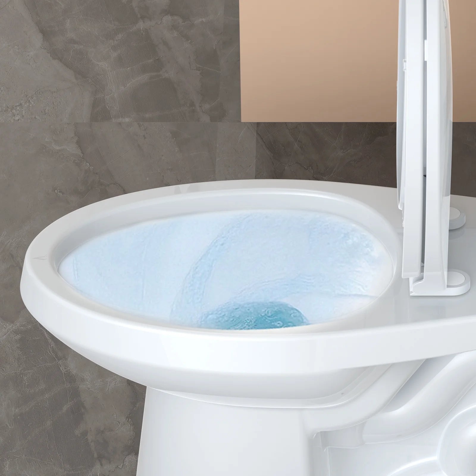 Two Piece Toilet, Elongated ADA 17" Height, Side Press Flush Split Toilet with Under-Locking Lid, Toilets for Bathrooms Comfort, Powerful Flushing American Standard Toilet, White