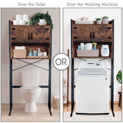 Stephan Roberts Over The Toilet Bathroom and Laundry Organizer and Storage Rack Height Adjustable Shelf, Wood