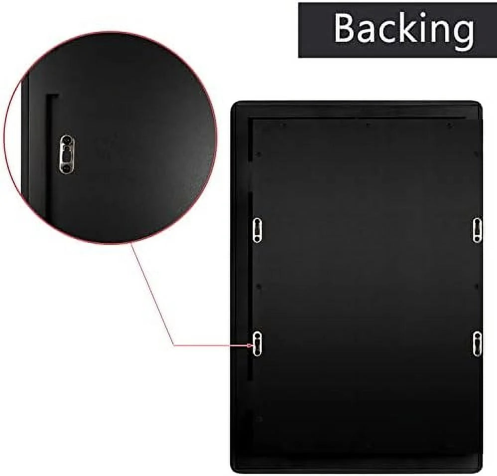 Farmhouse Medicine Cabinet Mirror with Wood Frame - Recessed & Wall Mount Bathroom Storage, 3 Shelves, 16x24 Inch (Black)