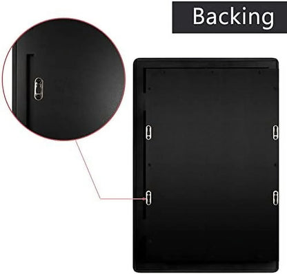 Farmhouse Medicine Cabinet Mirror with Wood Frame - Recessed & Wall Mount Bathroom Storage, 3 Shelves, 16x24 Inch (Black)