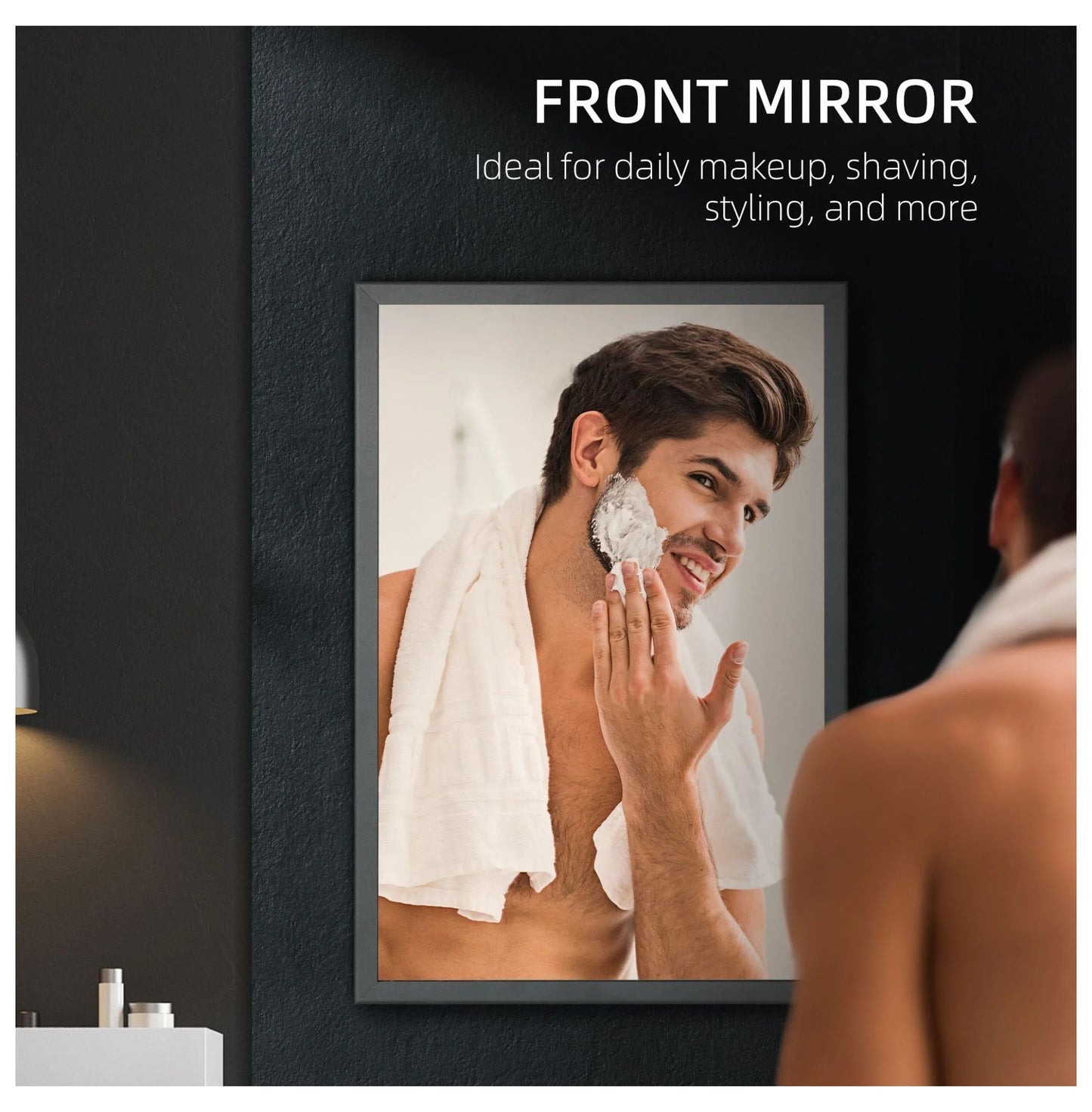 Compact Wall Cabinet, Black Single Door Medicine Cabinet with Mirror & Shelves for Bathroom or Home