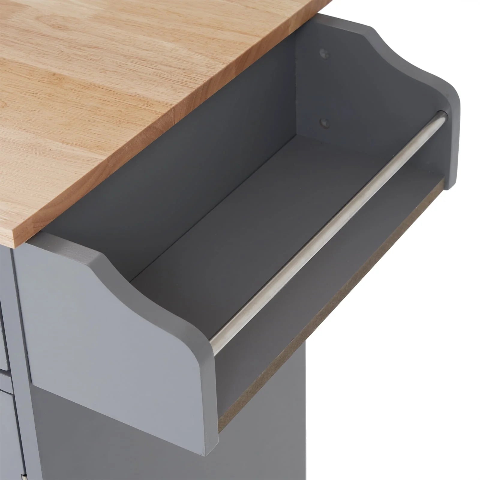 Ktaxon Rolling Trolley Cart Kitchen Island with Spice Rack, Towel Rack & Drawer, Wooden Storage Cabinet with Caster Wheels Gray