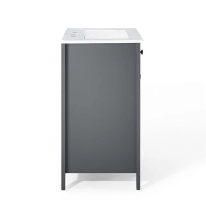 Modway Nantucket 24" Modern Wooden Bathroom Vanity in Gray and White