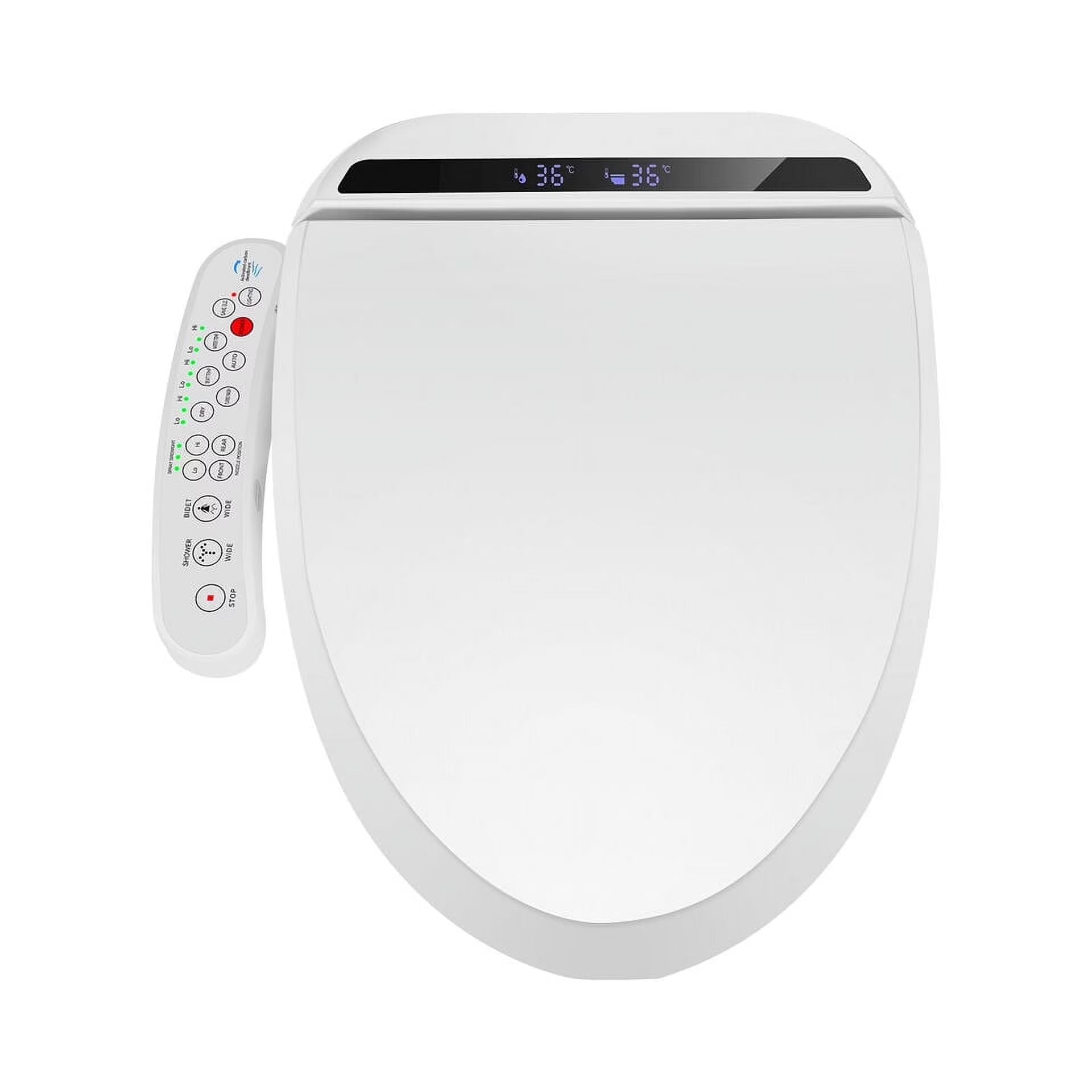 PULUOMIS Elongated Electronic Bidet Toilet Seat White with Heated Seat and Self-Cleaning Nozzle