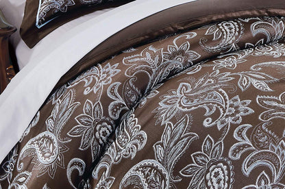 Chezmoi Collection Floral 7 Piece Bedding Sets, Queen with Comforter, Shams, Bed Skirt, Cushion, Breakfast Pillow, Neck Roll