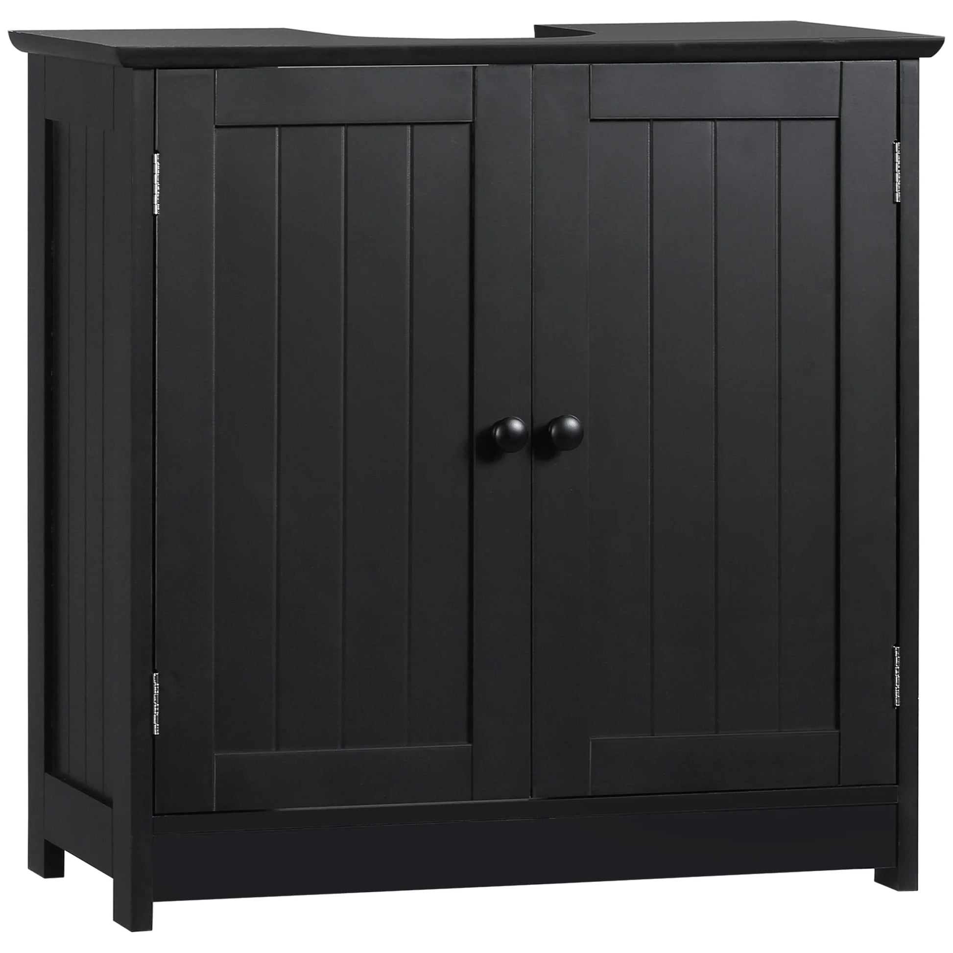 HOMCOM Under Sink Bathroom Cabinet with 2 Doors and Shelf, Pedestal Sink Bathroom Vanity Cabinet, Black