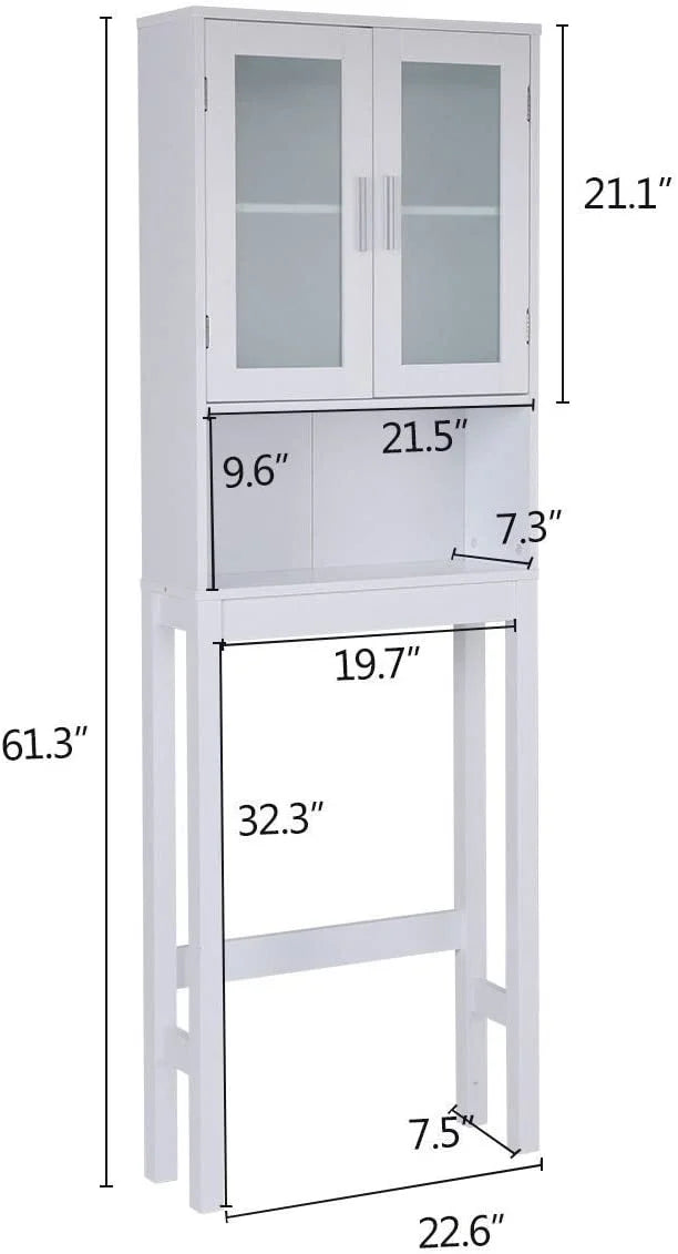 Giantex Wooden Over The Toilet Storage Cabinet, Home Bathroom Space Saver, Double Doors, Adjustable Shelf Organizer, Open Storage Shelf, Freestanding Toilet Storage Rack Unit