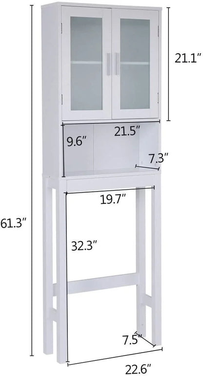 Giantex Wooden Over The Toilet Storage Cabinet, Home Bathroom Space Saver, Double Doors, Adjustable Shelf Organizer, Open Storage Shelf, Freestanding Toilet Storage Rack Unit