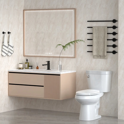 17" Toilet, Round Toilets for Bathrooms, Two-Piece Toilet with Soft Close Seat, 1.28 Siphonic Flush Toilet with Universal Height Cotton White
