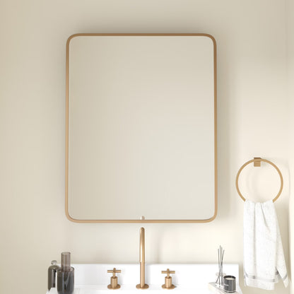 Emma + Oliver Black Metal Framed Bathroom Medicine Cabinet with Reversible, Recessed Design and Beveled Rounded Mirror - 24" x 30"