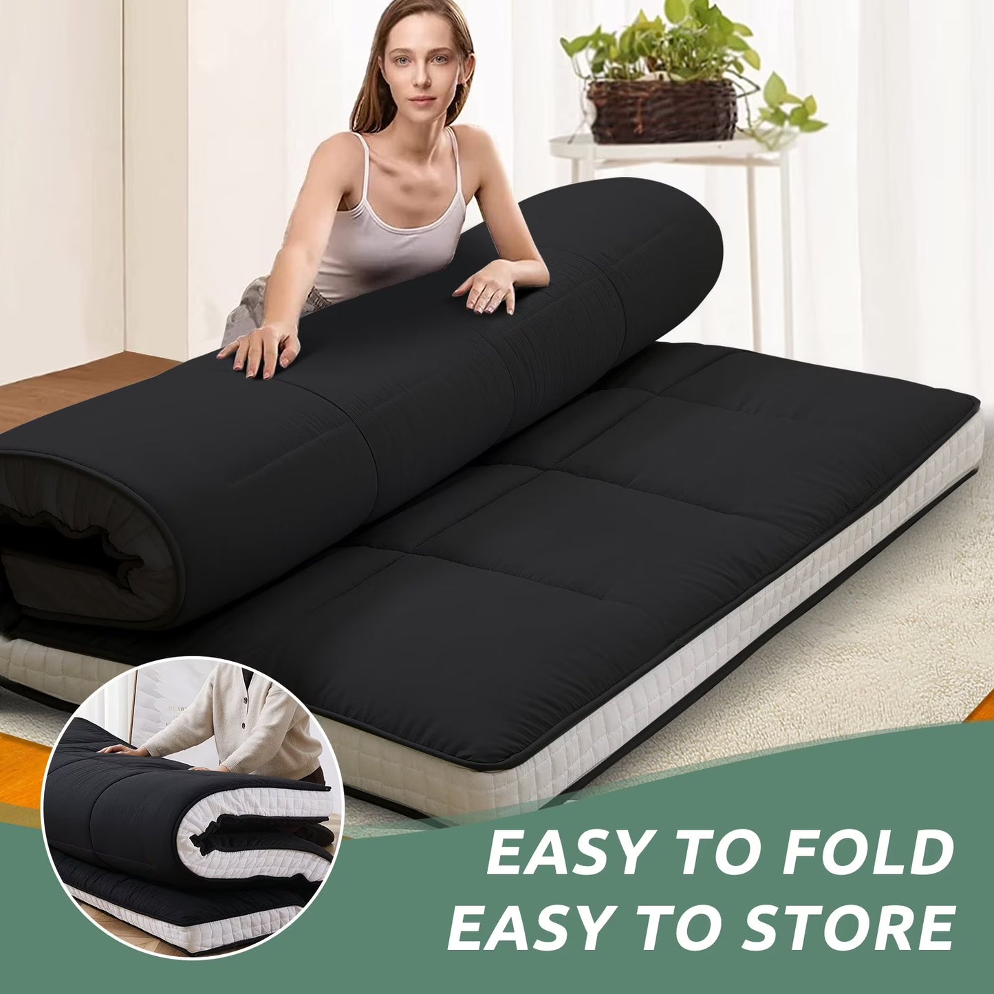 Slsy Futon Mattress 4" Soft and Supportive Twin Mattress Pad with Storage Bag