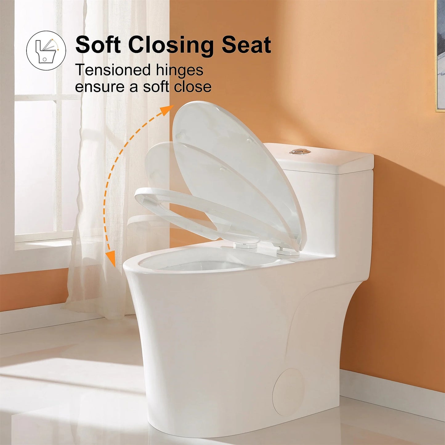 Aukfa T029-WT Elongated One Piece Toilet, Dual Flush 1.1/1.6 GPF Toilet for Bathroom, 12" Rough-In