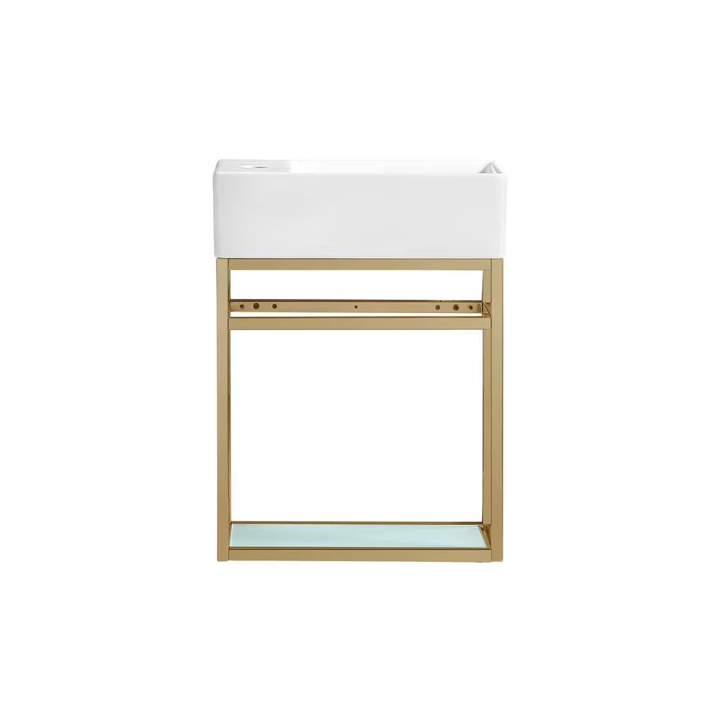 Pierre 19.5 Single, Open Shelf, Chrome Metal Frame Bathroom Vanity