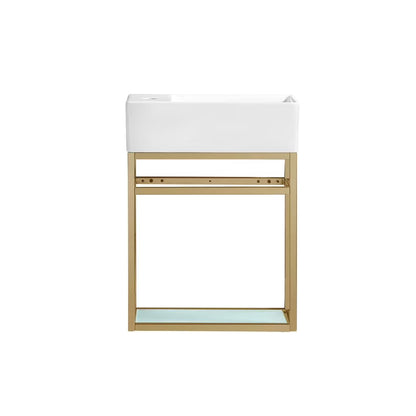 Pierre 19.5 Single, Open Shelf, Chrome Metal Frame Bathroom Vanity