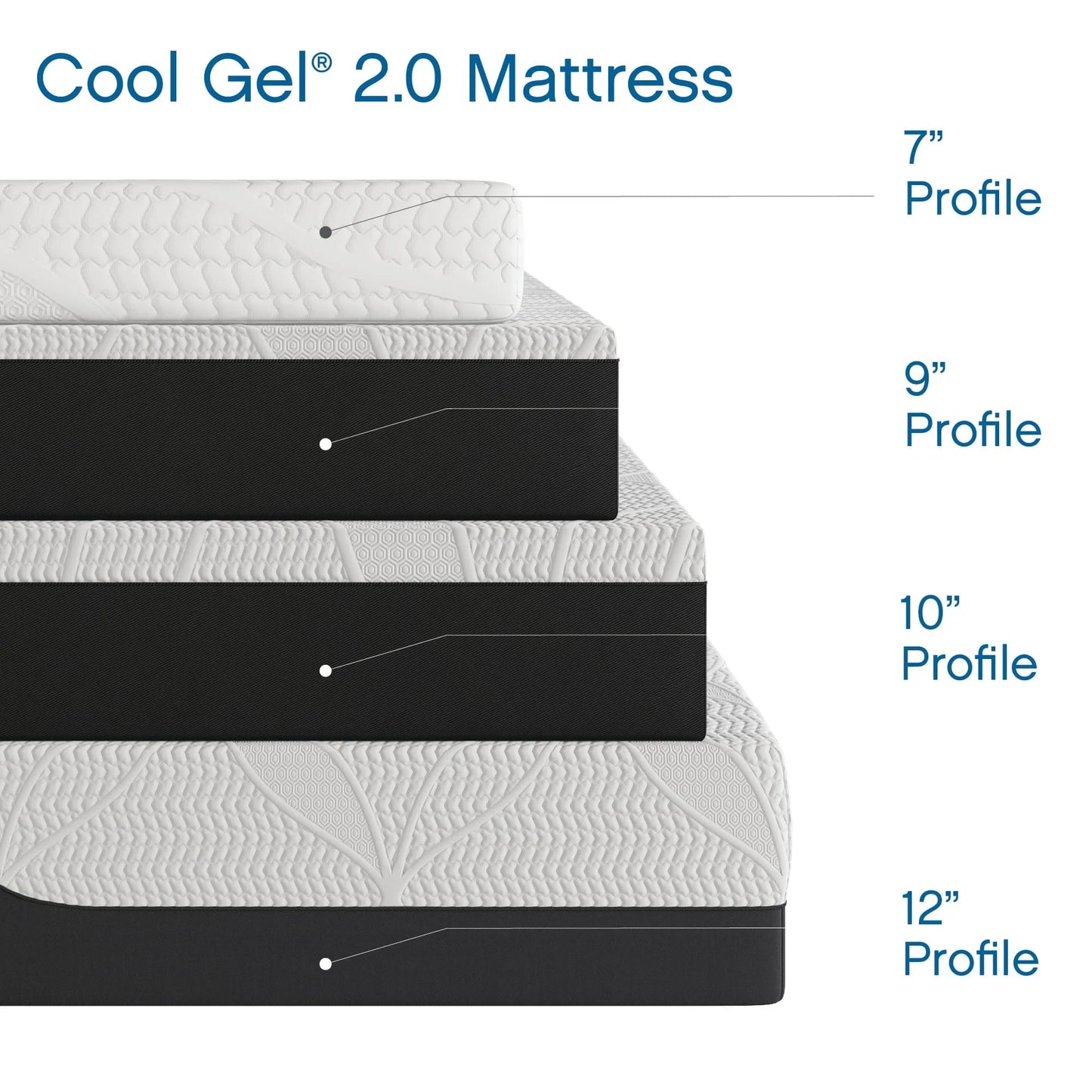 Cool Gel 14" Gel Memory Foam Mattress with 2 Bonus Pillows, Queen