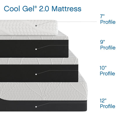 Cool Gel 14" Gel Memory Foam Mattress with 2 Bonus Pillows, Queen