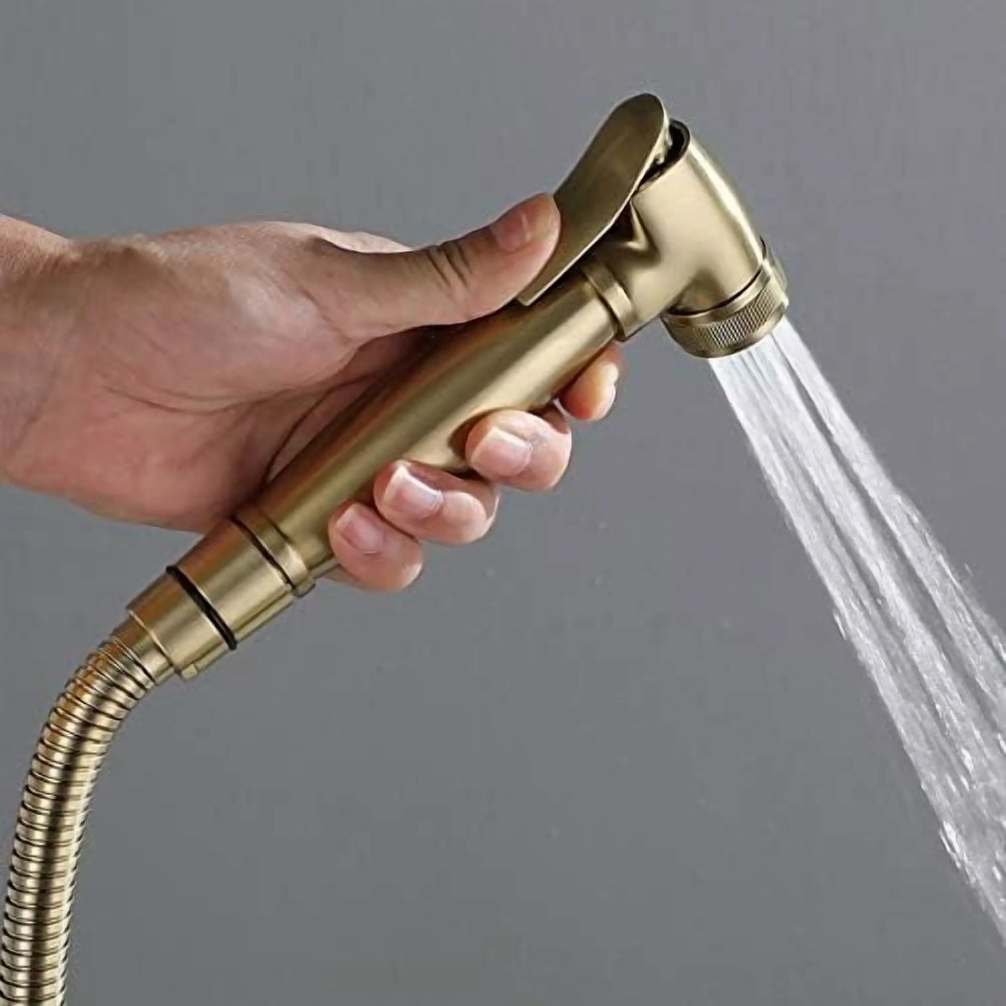 Bidet Faucet Shattaf, Brushed Solid Brass Toilet Bidet Sprayer Set, Hot and Cold Hygienic Bidet Tap,15cm Hole Distance