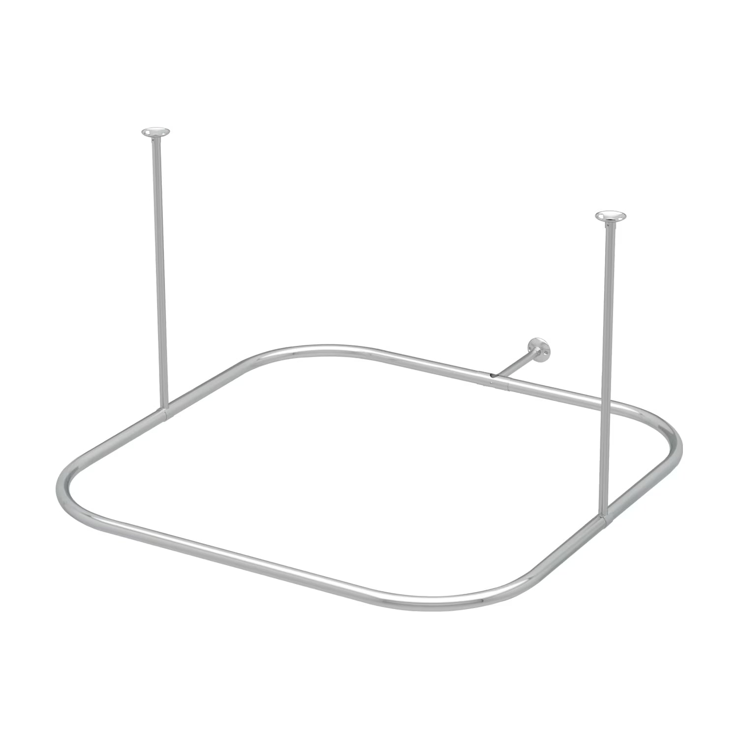 Naiture Hoop Square Shower Curtain Rod with Ceiling Support for Clawfoot Tub, 36" L X 36" W Never Rust Stainless Steel, Black Finish