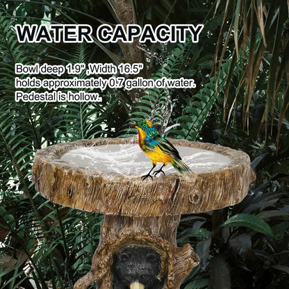 23.6° Tall Resin Outdoor Bird Baths for Garden - Outdoor Standing Birdbath with Bear Statue, Pedestal Birdbaths for Outdoors, Garden, Patio, Lawn, Backyard