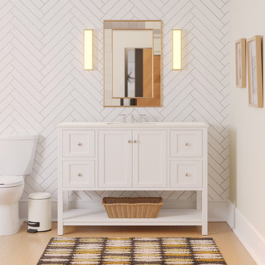 Lakeshore 48" Bathroom Vanity with White Cabinet and Engineered White Top