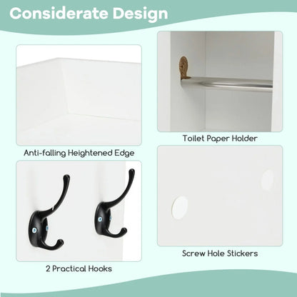 Resenkos Over The Toilet Storage Cabinet with Sliding Barn Door and Adjustable Shelves-White, Bathroom Cabinet Organizer