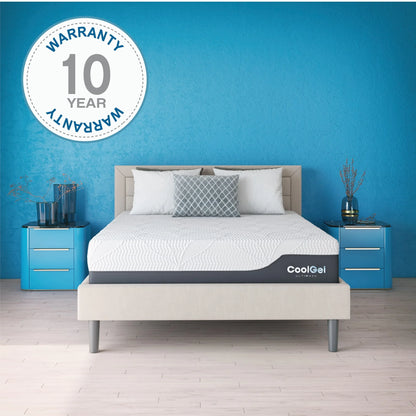 Cool Gel 14" Gel Memory Foam Mattress with 2 Bonus Pillows, Queen
