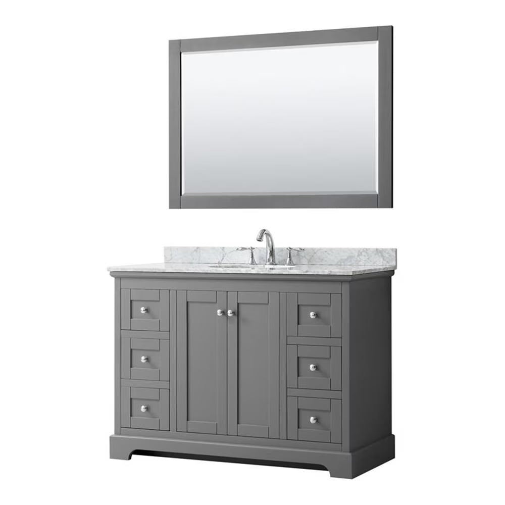 Wyndham Collection Oval Sink Wood Single Bathroom Vanity in White/Gold