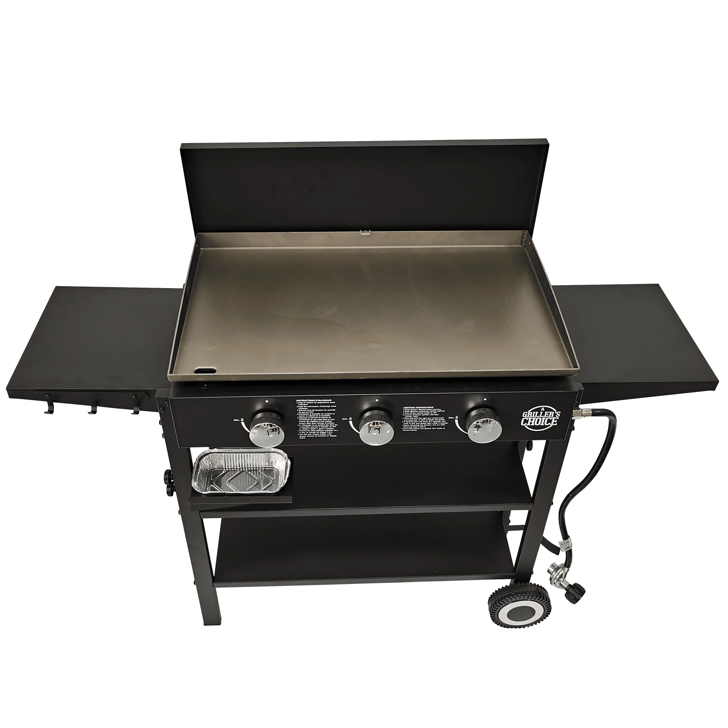 Griller's Choice Outdoor Griddle Grill Propane Flat Top - Hood Included, Large Flat Top Grill, 2-in-1 Portable, Paper Towel Holder