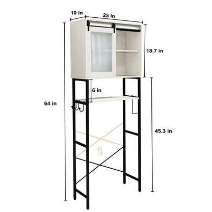 HLR Bathroom Storage Cabinet over Toilet with Sliding Door,Toilet Storage Iron Shelf, Wooden Cabinet