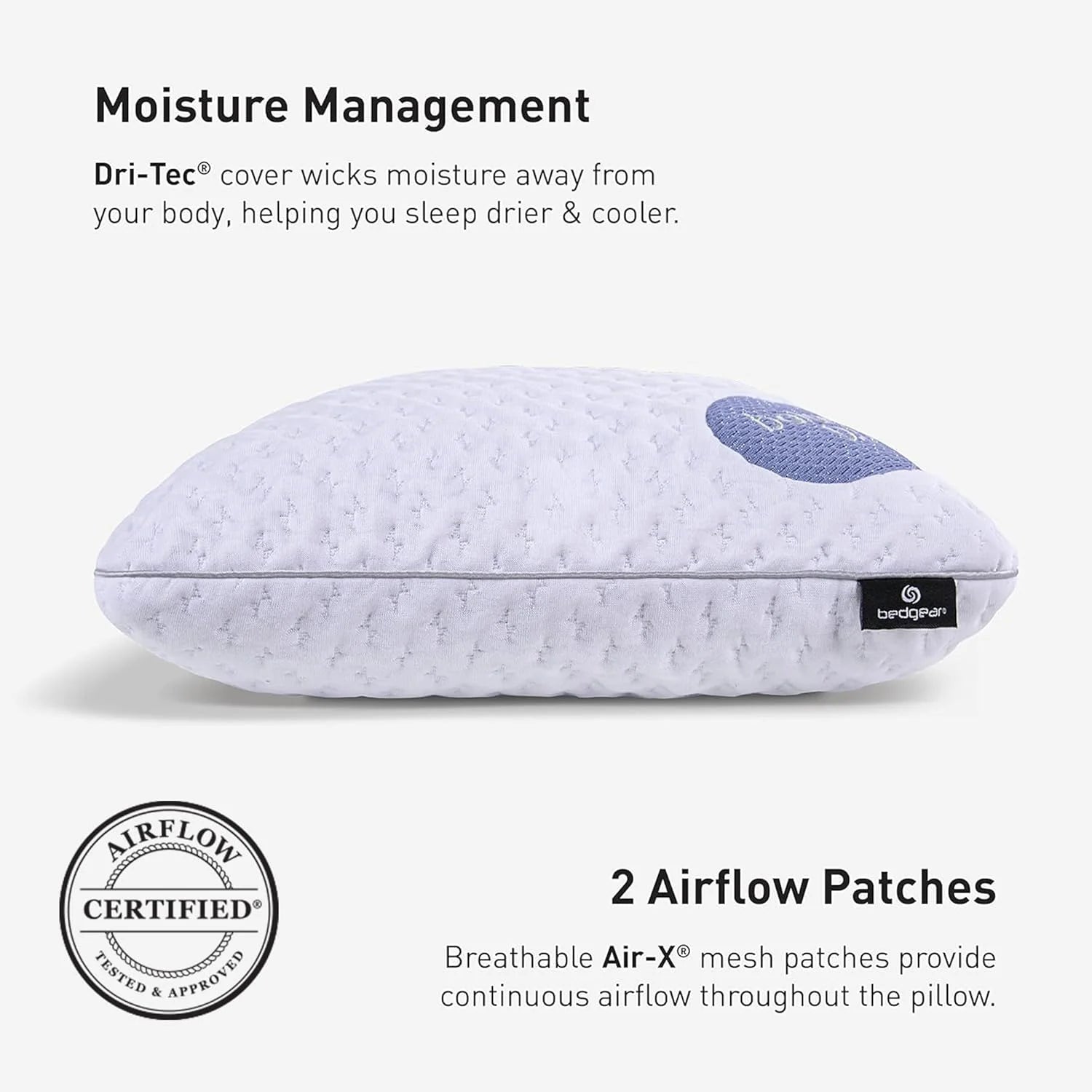 Bedgear Balance Performance Pillow 2.0 - Moisture Wicking Bed Pillow for All Sleep Positions - Medium Firmness Bed Pillow - Washable Removable Cover