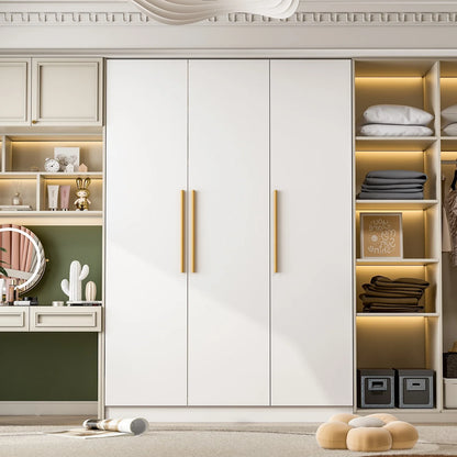 FUFU& GAGA Wardrobe Armoire Wooden Closet Cabinet 6 Storage Cube and Hanging Rod White