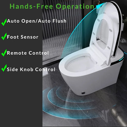 Smart Toilet, Tankless Japanese Toilets with Dryer and Warm Water Sprayer, ADA Comfort Height One-Piece Toilet with Heated Seat, Smart with Bidet Built In Featuring Foot Sensor and LED Display