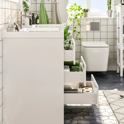 Eviva Lugano 72"W x 20"D White Double Sink Bathroom Vanity with White Acrylic Countertop and Integrated Sinks