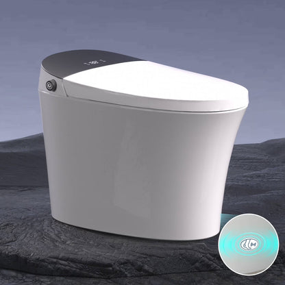 WRR Smart Toilet with Tank Built In, Heated Seat Smart Bidet Toilets, Instant Warm Water, Foam Shield, Sensor to Open/Close/Flush, Pump-assisted, Blackout Flush, LED Display(Premium)