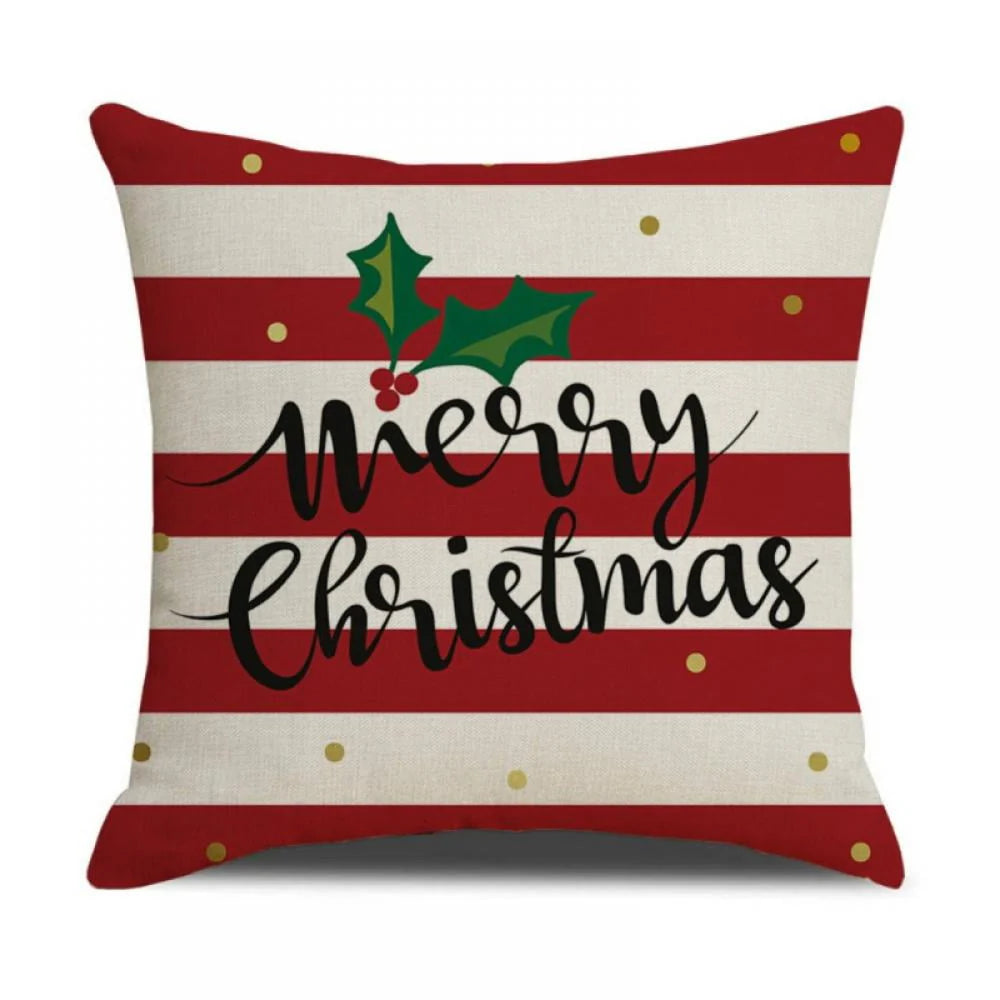 Christmas Pillow Covers 18x18 Set of 4, Red Pillow Covers Winter Rustic Linen Christmas Throw Pillows, Outdoor Decorative Farmhouse Holiday Pillow Cases for Home Sofa Couch Christmas Decorations