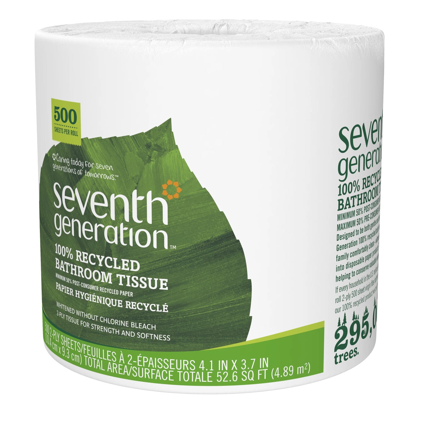 Seventh Generation White Bathroom Tissue, Toilet Paper, 500 Sheets