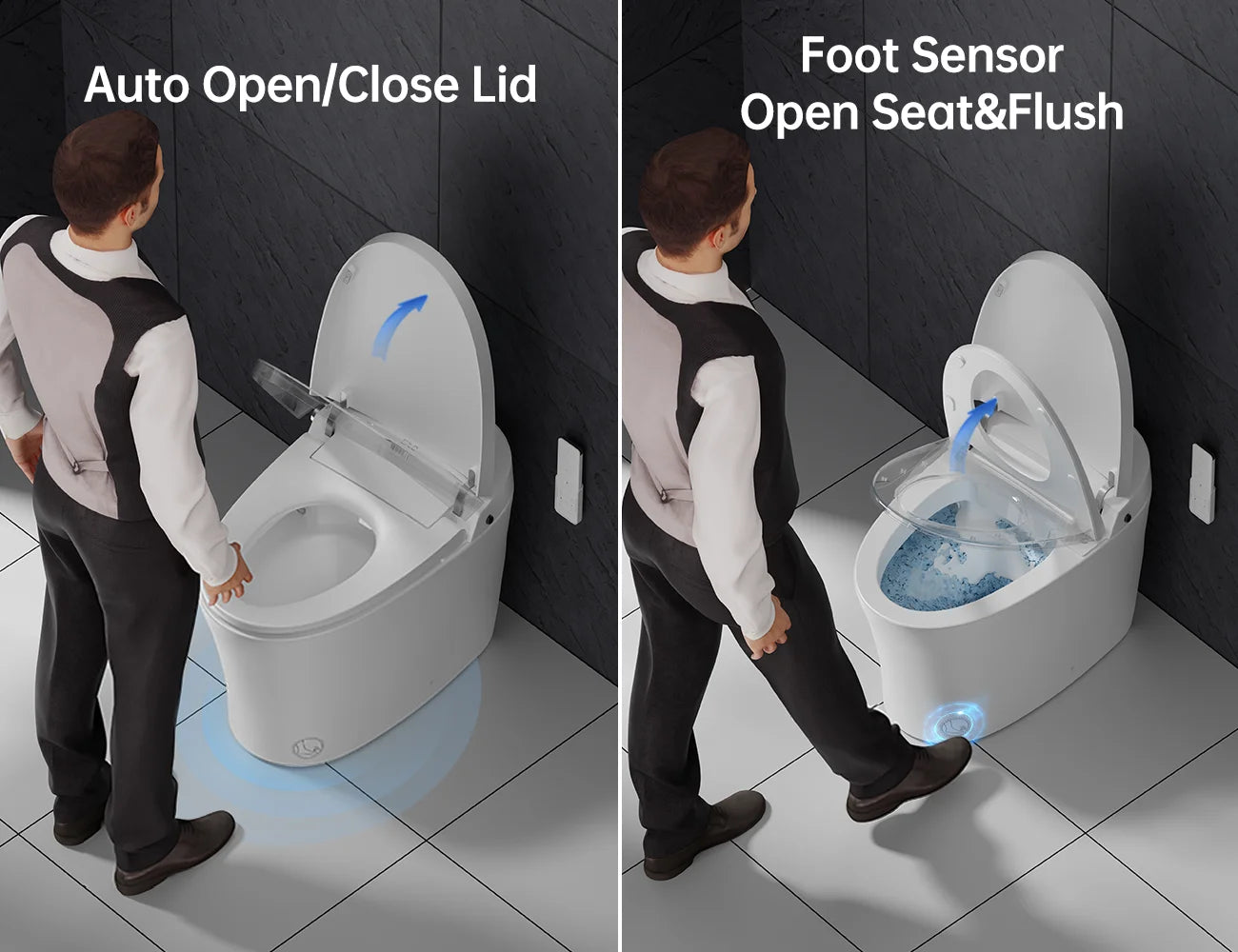 Smart Bidet Toilet Built in Tank,Comfortable Seat Height, Dual-Flush Elongated Toilet Bidet, Foot Sensor Flush/Open Seat Toilet U8Pro