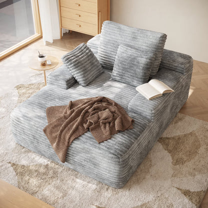 Sodrens Oversized Chaise Lounge Chair Indoor,Upholstered Sofa Bed with Throw Pillows and Armrests,Sleeper Chair for Living Room,Bedroom,Brown,Corduroy