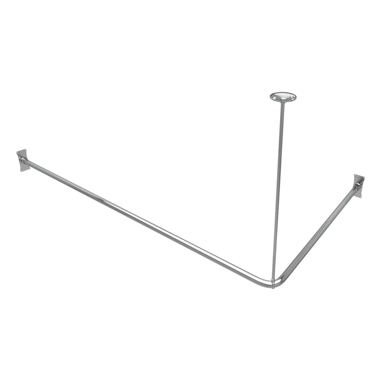 Naiture Stainless Steel 72'' x 48'' Corner Shower Curtain Rod with Ceiling Support, Black Finish