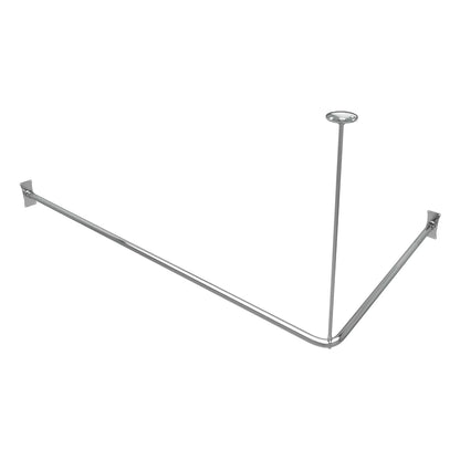 Naiture Stainless Steel 72'' x 48'' Corner Shower Curtain Rod with Ceiling Support, Black Finish