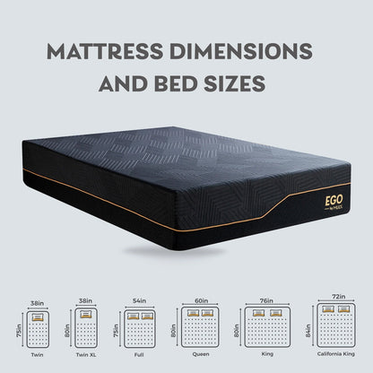 MLILY Ego Black 14 inch Queen Mattress, Cooling Gel Memory Foam Mattress in a box, Queen, Medium