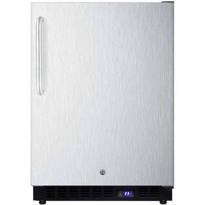 Frost-free outdoor all-freezer in complete stainless steel, w/digital thermostat, LED lighting, towel bar handle, and lock; built-in or freestanding