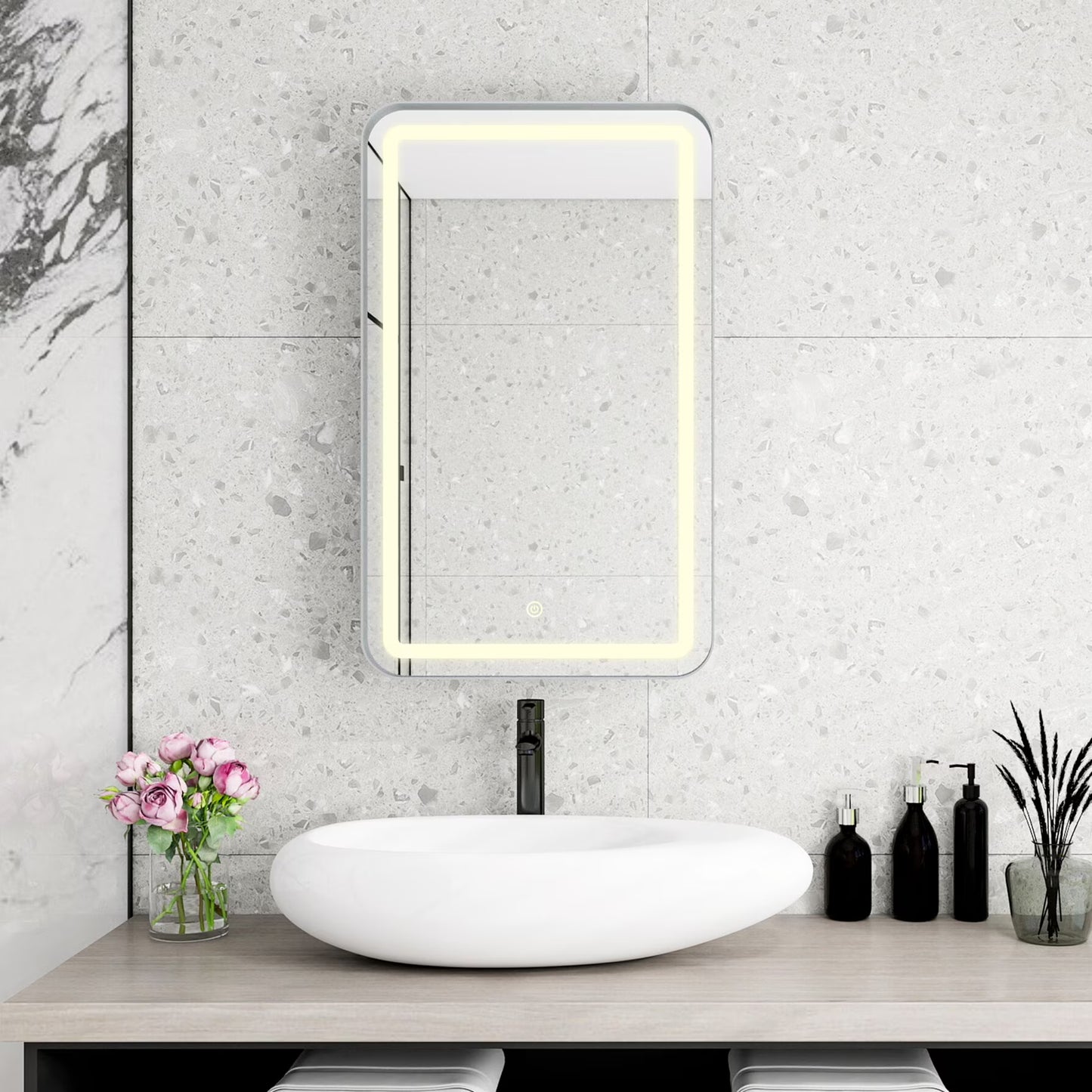 34-Inch Black Medicine Cabinet with Mirror, Wall-Mounted Bathroom Storage with Adjustable Glass Shelves & LED Lighting, Recessed or Surface Mount Design for Space-Saving Organization